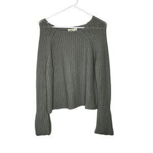 Abercrombie & Fitch Gray Knit Sweater M Long Sleeve Womens Lightweight Open Weav